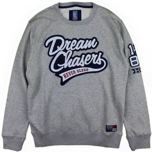 DC Grey Crewneck Sweatshirt with Navy and White 'Dream Chasers' Graphic